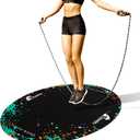 Jump Rope Mat Large Rubber Exercise Mat Workout Mats for Home Gym Flooring Non-Slip Oval Design for Floor & Rope Protection, Green 