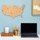 Juvale US Map Cork Board - Travel Tracking Map with Pins - Frameless Natural Cork Wall Decor - Easy Wall Mount for Home & Office Decor - 16"x 10", Brown, 10 Black Pins