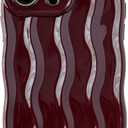 Caseative for iPhone 16 Pro Case,Water Ripple Pattern Curly Wave Frame Soft Phone Case (Wine Red)