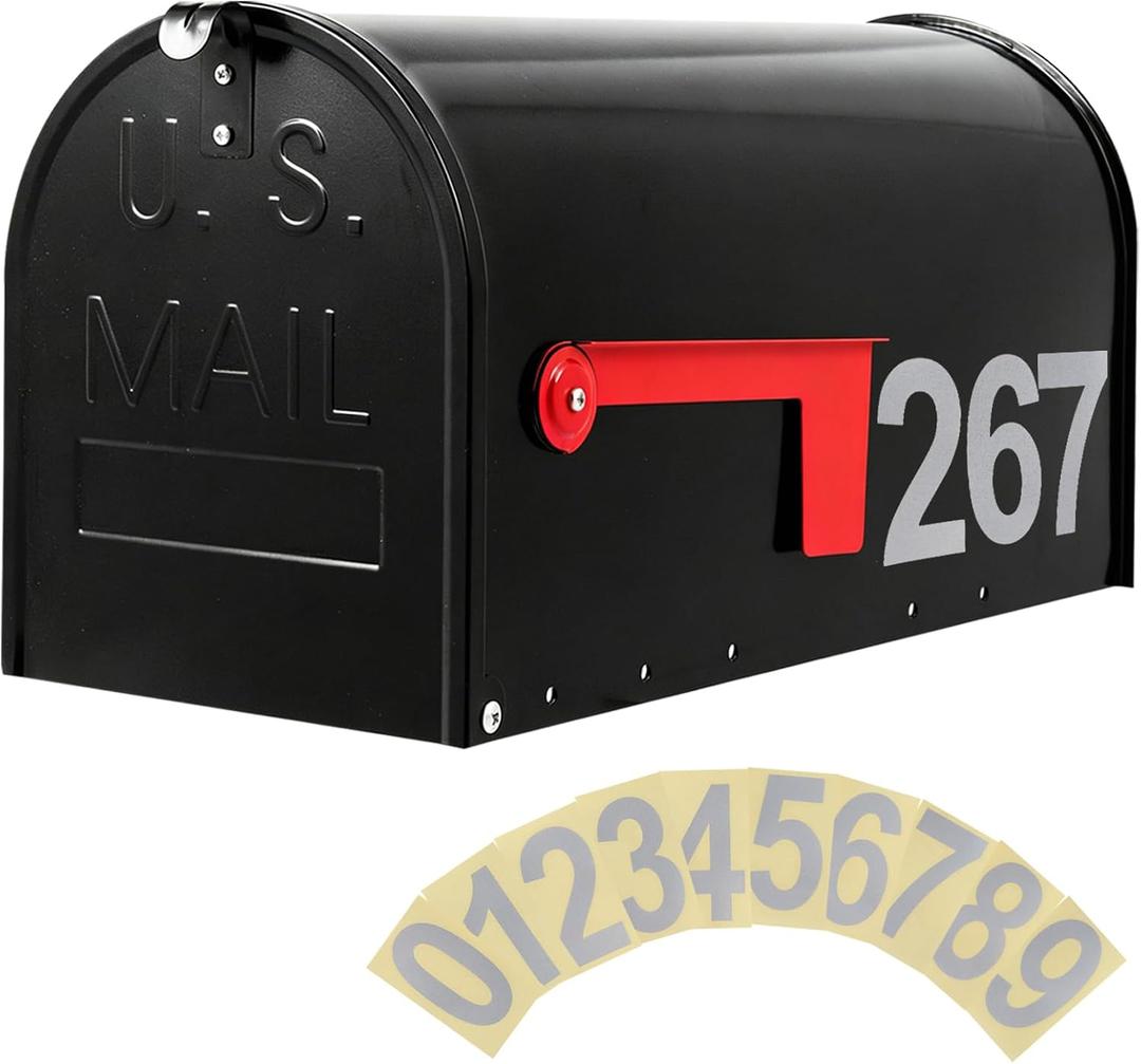 Mirok Large Mailboxes for Outside Post Mount, Black Galvanized Steel Heavy Duty Metal Mailbox, Rust-Resistant Large Capacity Mail Boxes for House Outside, 22 x 10.7 x 8.9 Inches