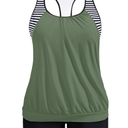 YONIQUE Plus Size Tankini Swimsuit for Women Two Piece Tummy Control Bathing Suit Blouson Racerback Tankini Top with Shorts, XXL