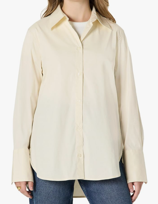 Amazon Essentials (Demi's Pick Women's Oversized-Fit Cotton Stretch Poplin Button-Down Dress Shirt XL Size