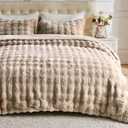 Lotus Karen Fluffy Comforter Cover Set - Rabbit Fluff Faux Fur Linen Duvet Cover Full Size Plush Fuzzy Furry Bedding Sets 3Pieces(1 Duvet Cover & 2 Pillow Shams) Zipper