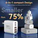 USB C Fast Charger Block iPhone Charger Fast Charging Blocks 65W Multi Port Chargers 6-Ports PD & QC Charging Cube Brick Power Adapter Type C Wall Chargers for iPhone 17/16/15/14/13/12 Pro Max, iPad