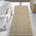 LOCHAS Luxury Bathroom Rug Shaggy Bath Mat 24 x 60 Inch, Washable Non Slip Bath Rugs for Bathroom Shower, Soft Plush Chenille Absorbent Carpets Mats, Beige