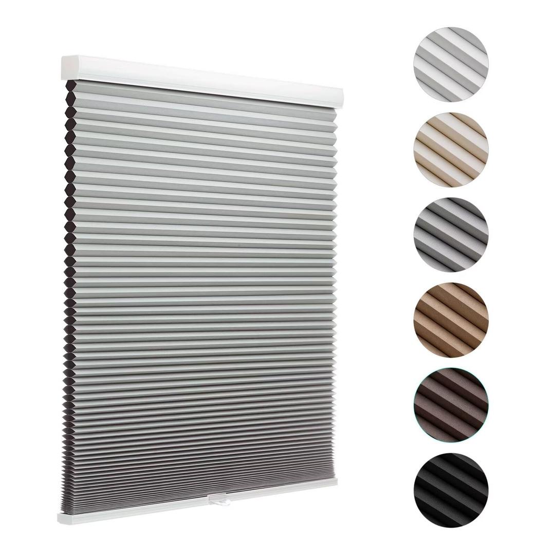 MYshade Cordless Blackout Cellular Shades for Windows, Honeycomb Window Shades with Thermal Insulation, Child & Pet Safe Room Darkening Shade, Easy Install, 44" W x 64" H, Grey