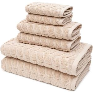 BAGNO MILANO Turkish Bath Towels, Soft Plush Jacquard Luxury Bath Towels, Quick Dry Towel Set (Latte, 6 pcs Towel Set)