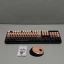 Wireless Keyboard and Mouse Combo, Retro Typewriter Keyboard with Round Keycaps, Full-Size Ergonomic, Aurora Red, Ideal for Windows PC, Home, Office, and College