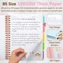 Hardcover Spiral Notebooks for Work 8''x 10'', 300 Pages 5 Subject Notebook with Dividers & Tabs, B5 Spiral Journal for Women, College Ruled Notebooks for School Note-Taking (Pink)