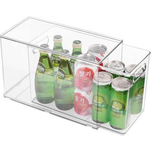 Abiudeng Refrigerator Organizer Bins, Refrigerator Storage Bins Drawers Stackable Clear Fridge Organizer - BPA Free Plastic Storage Drawers