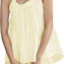 Womens Summer 2 Piece Short Sets Sleeveless Ruffle Trim Top and Shorts Cotton Pajamas Set (Small)