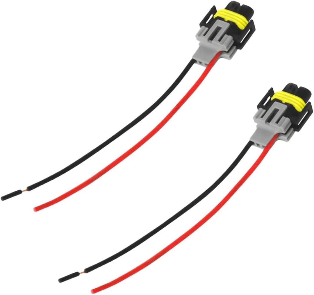 H8/ H9/ H11 Fog Light Harness Connector, Waterproof Pigtail Adapter Plug Car Fog Light Wiring Harness Kit Replacement for Headlight High Low Beam Bulb (2PCS)
