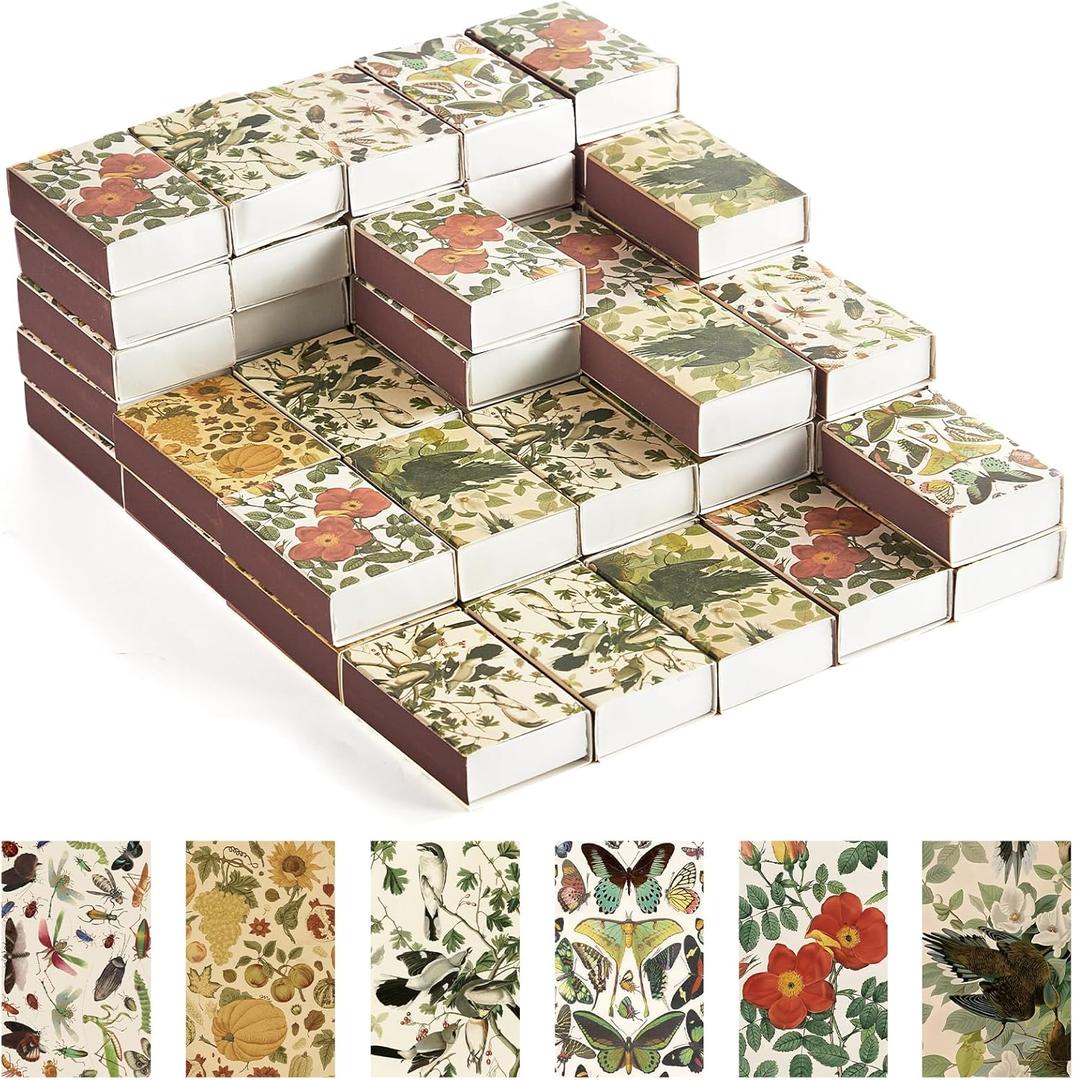 60PCS Blank Matches Containers 2.24 x 1.42 x 0.59 inches Vintage Storage Match Boxes DIY Match Holder with Double-Sided Stickers for Wedding Bridal Baby Shower Party Favor(No Matches)