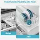 Dish Drying Rack Kitchen - Dish Racks for Kitchen Counter Space-Saving, Dish Drainer with Automatic Drain and Adjustable Spout, Dishwasher Rack with Cutlery Holder, Easy to Install, White (1 Tier - White)