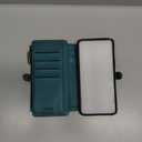 for iPhone 16 Pro Max Wallet Case Magnetic [Compatible with Magsafe] [RFID Blocking Card Holder] Zipper Strap Detachable Drop-proof Protective Phone Cases for iPhone 16 Pro Max 6.9, Turquoise