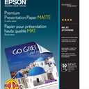 Epson Premium Presentation Paper MATTE (8.5x11 Inches, Double-sided, 50 Sheets) (S041568),Bright White
