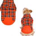 EXPAWLORER Plaid Dog Hoodie - British Style Warm Dog Sweater Shirt with Leash Hole,Pitbull Clothes Outfits,Winter Coat Apparel for All Breeds Puppy Girl Boy-Cat Apparel,Orange Medium