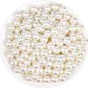 Pearl Beads for Craft, Anezus 200pcs Ivory Faux Fake Pearls, 12 MM Sew on Pearl Beads with Holes for Jewelry Making, Bracelets, Necklaces, Hairs, Crafts, Decoration and Vase Filler