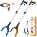 32" Grabber Reacher Tool, 2-Pack Foldable Reacher Grabber Pickup Tool with 360 Rotating Jaw & Magnet, Trash Picker Upper Grabber, Lightweight Grabbers for Seniors Heavy Duty