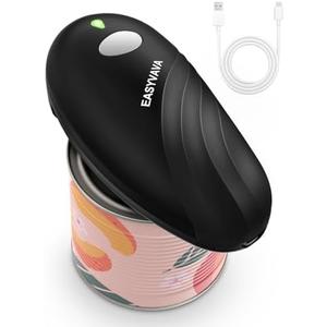 Easyvava Electric Can Opener for Seniors,Automatic Can Openers Smooth Edge for Kitchen, 2000mAh Rechargeable One-Touch Handsfree Portable for Any Size Cans (Black)