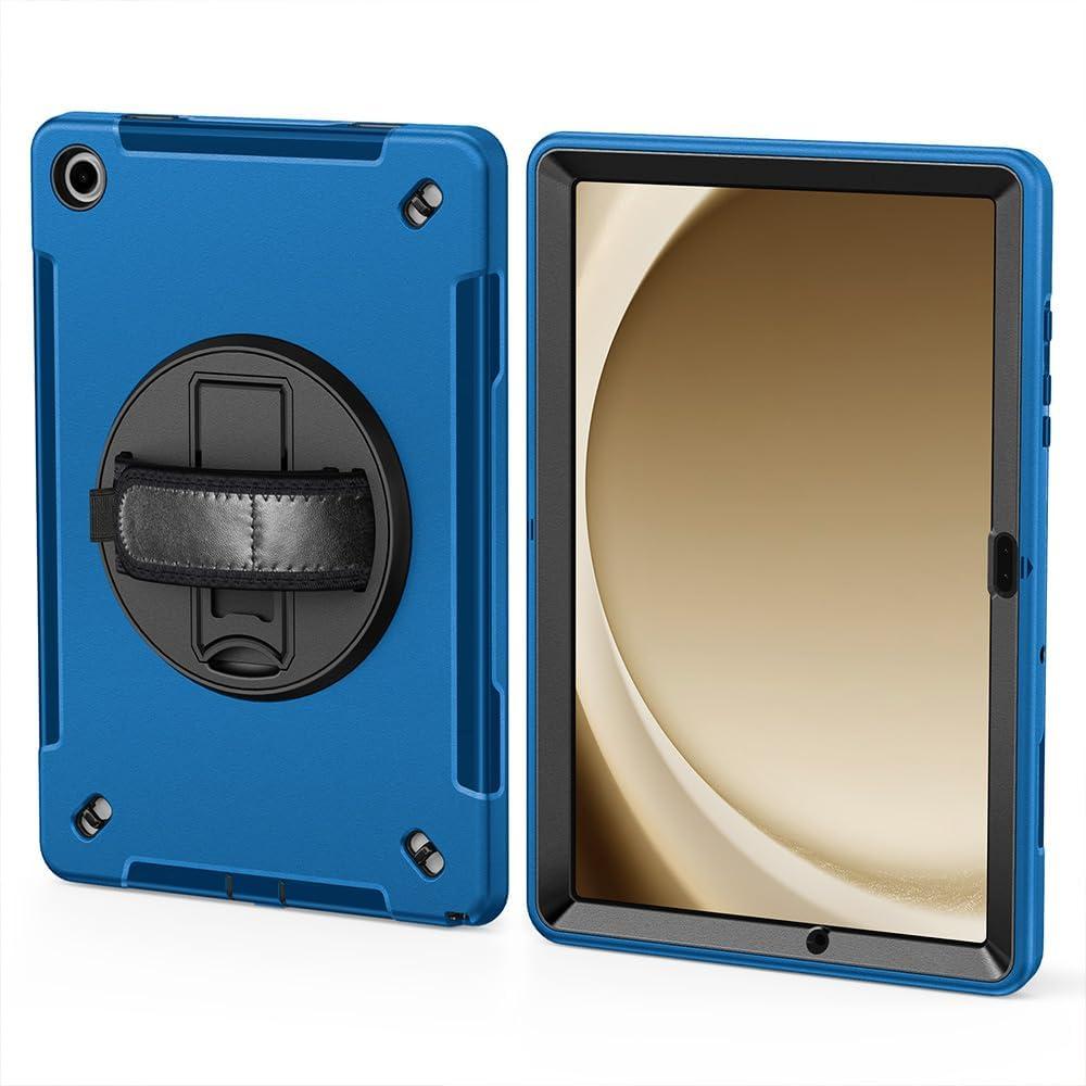 Omnpak for Samsung Galaxy Tab A9 Plus 11 inch Case 2024 (X210,X215,X216), Protective Cover for Galaxy Tab A9+ with 360 Rotating Stand, Hand Strap,Blue