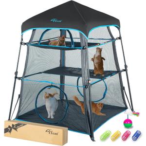 X-Large Catio Outdoor Cat Enclosure, 3-Tier Spacious Outdoor Cat Tent for Indoors and Outdoors, Portable and Foldable Kitty Enclosure, Two Doors Design can Assemble More Shapes (Patented) B-Cat Tower Tent Blue X-Large Catio Outdoor Cat Enclosure, 3-Tier Spacious Outdoor Cat Tent for Indoors and Outdoors, Portable and Foldable Kitty Enclosure, Two Doors Design can Assemble More Shapes (Patented) B-Cat Tower Tent Blue