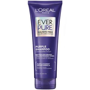LOreal Paris Sulfate Free Brass Toning Purple Shampoo for Blonde, Bleached, Silver, or Brown Highlighted Hair, EverPure, 6.8 Fl Oz