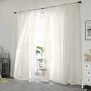 OVZME 4 Panels Recycle Voile Sheer Curtains 84 Inches Long for Living Room Window, Total 168" Width by 84" Length Rod Pocket Window Treatments for Bedroom, Each 42x84 Inches, Beige