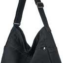 Canvas Hobo Crossbody Shoulder Tote Bag for Women and Men Large Purse Messenger Bag Travel Work Shopping (0-black)