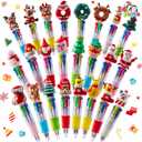 JOYIN 24 PCS Christmas Multicolor Pens Bulk For Kids, 4 Colors in 1 Ballpoint Pen for Xmas Party Favors, Christmas Stocking Stuffers For Students Teacher Classroom Prize Gifts, Goodie Bag Fillers