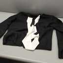 Lianlive Women's Bow Tie Front Cardigan Sweater Long Sleeve Knit Sweaters Top Open Front Chunky Coat Knitwear (Black, Small)