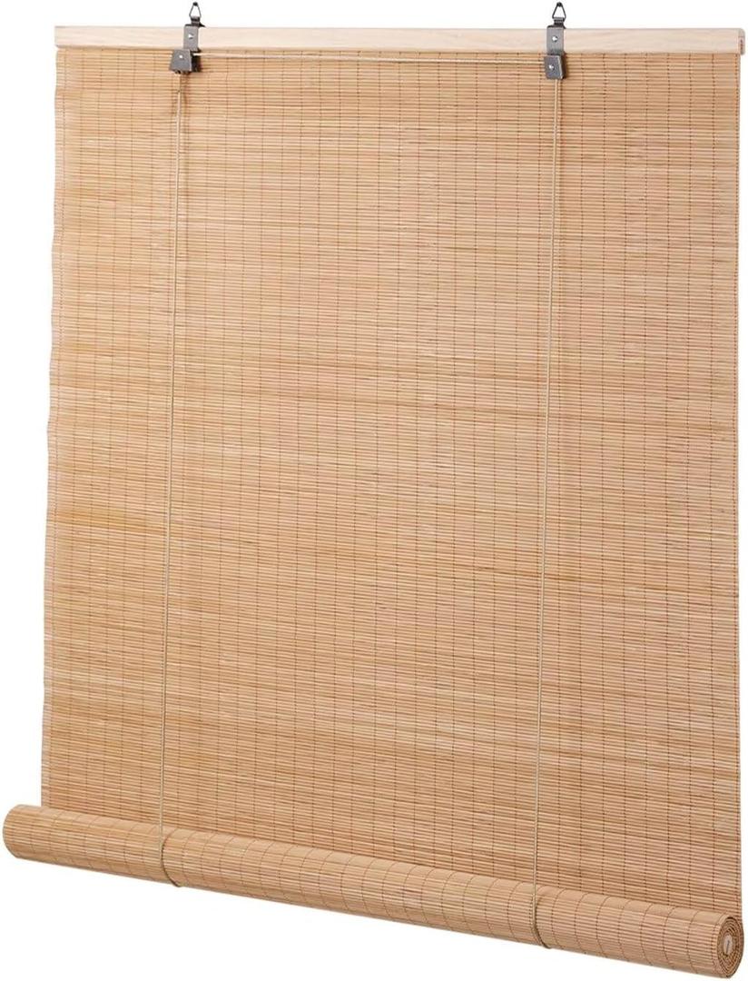 Bamboo Blinds for Interior Windows, Easy to Install Bamboo Shades for Indoor Windows, Custom Roller Shades for Indoor Window and Outdoor Patio, 71" W x 64" H (Bamboo Carbonized Color)