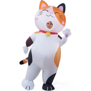 Spooktacular Creations Adult Inflatable Costume, Calico Blow-up Suit, Cat Funny Halloween Costume for Cosplay Parties (Large(67In))