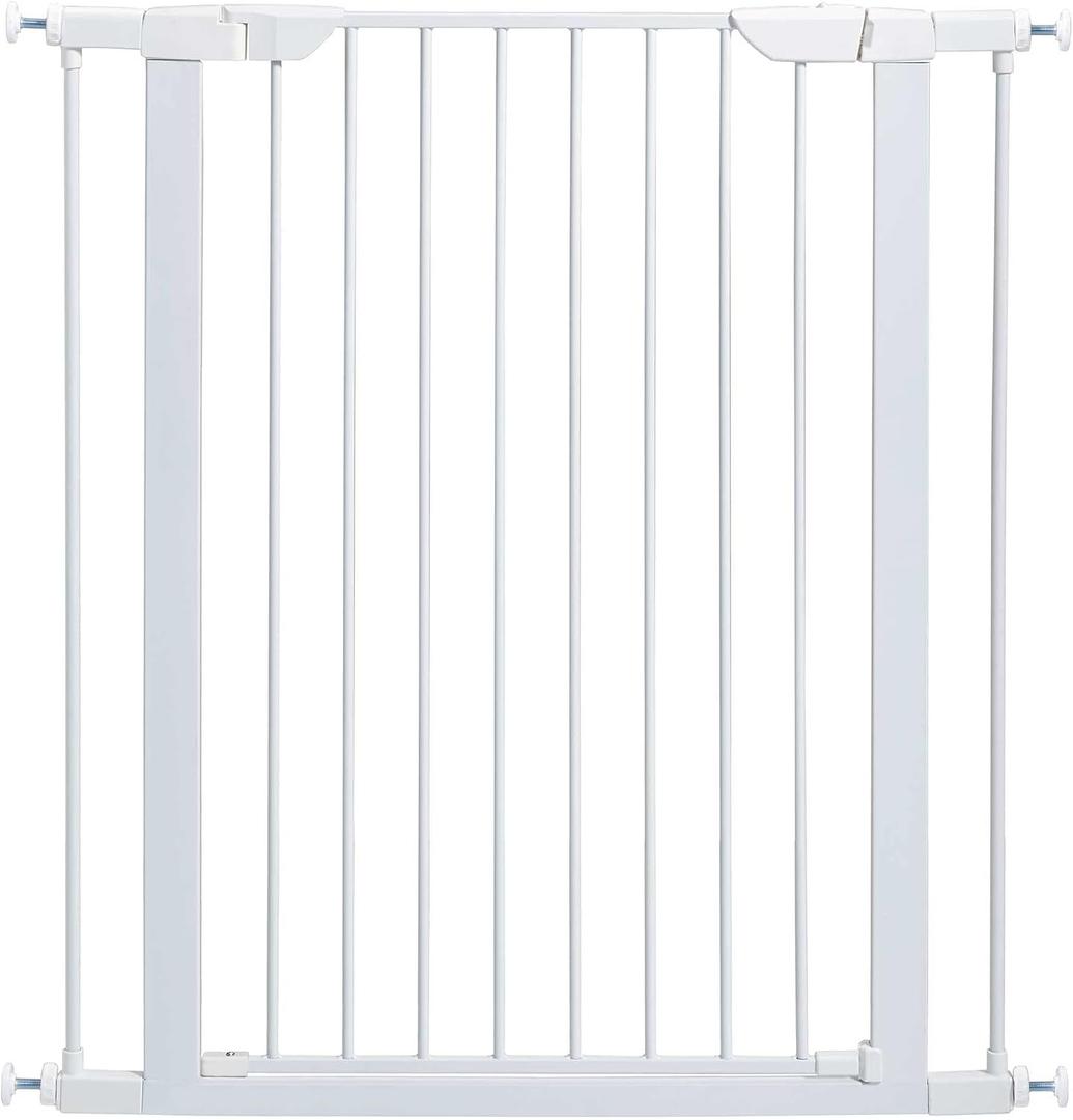 MidWest Homes for Pets 39-Inch High Walk-Thru Pressure Mounted Steel Dog Gate, Expands to 38 Inches Wide, Includes 3-inch Extensions, White