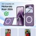 Magnetic for Motorola Razr 2026 Case with Hinge Protection, Screen Protector, Compatible with MagSafe,Skin Feel Translucent Frosted, Shockproof Slim Cover for Moto Razr 2026-Purple