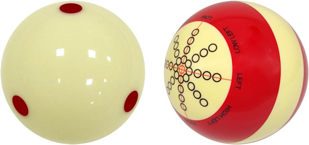 Pool Cue Ball 2-1/4" Standard Size Billiard Cue Ball Replacement for Training (Red Dots&Red)
