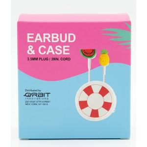 Melon and Pineapple EARBUD & CASE 3.5mm Plug/ 39In Cord, 4Pack