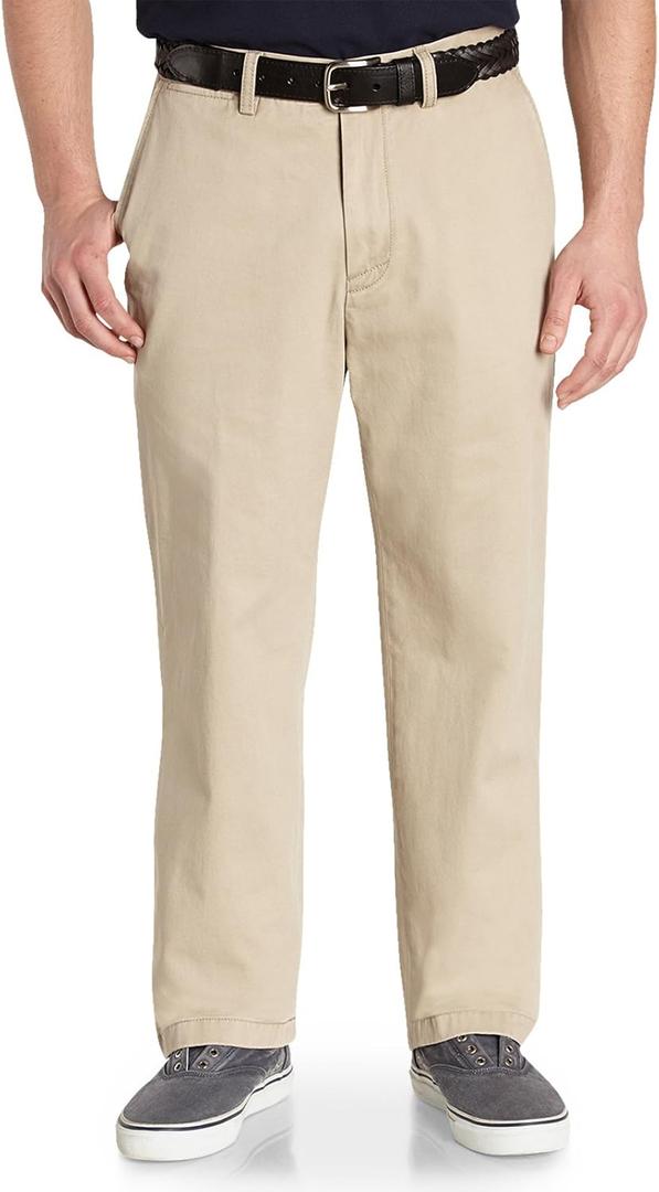Nautica Men's Big and Tall Twill Flat-Front Pant, 42"W x34"L