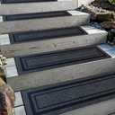 Aucuda 8.5" x 30" Outdoor Stair Treads for Dogs on Wooden Steps Spring, Non Slip Stair Runner Rug Heat Insulation Rubber Backing, Frame Staircase Mat Carpet for Indoor Grip Farmhouse. (2pcs)