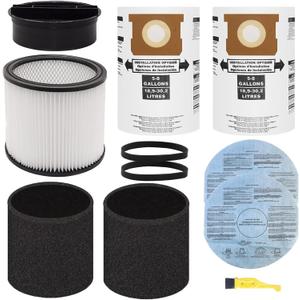 Replacement Filter for Shop Vac Filters 90304 90585, 90107, 90350, 90333 Wet Dry Vac Filter, Fits Most Wet/Dry Vacuum Cleaners 5 Gallon and Above Replacement Bag for Shop Vac Bags 5-8 Gallon Type E