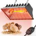 Heat Lamp for Chickens, Halogen Chicken Heat Lamp for Young Poultry, Safe Infrared Chicken Coop & Brooder Heater, Infinite Temperature Control, 50-250W, Even Heating, Adjustable Height, Gray (Grey)