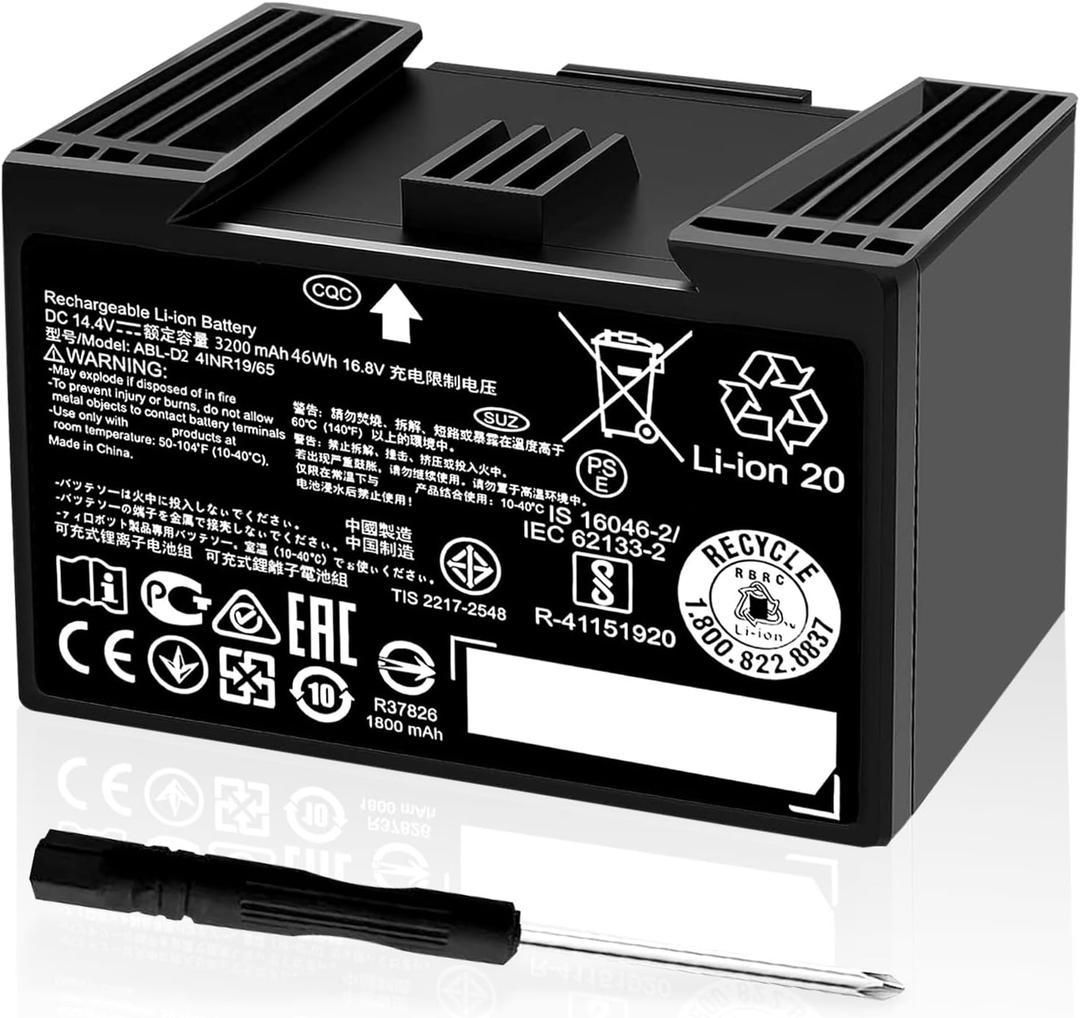 3200mAh for Roomba J7 Battery ABL-D2 Compatible with iRobot Roomba j7 i7 i4 i5 i6 i8 e5 e6 i7 Plus Series, j5+ j7+ j7550 i3+ i4+ i5+ i6+ i7+ i8+ i8550, for irobot Roomba Battery