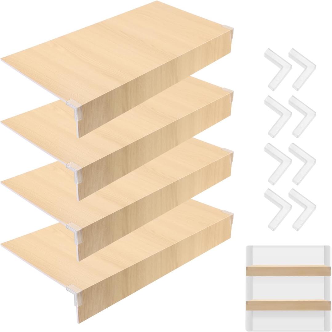 4PCS Wire Shelf Cover 35" L x 16" W PVC Wood-Like Wire Rack Covers Faux Wood Shelf Liners for Pantry Bathroom Kitchen