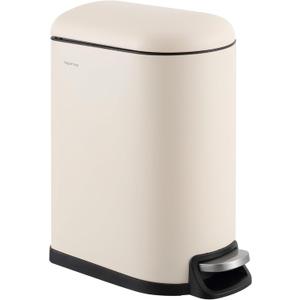 happimess HPM1009F Roland Mini 2.6-Gallon Step-Open Trash Can, Limestone Beige,with Soft-Close Lid, Fingerprint Resistant, Modern, Minimalistic for Home, Kitchen, Office, Bedroom, Bathroom