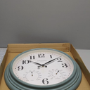 Maison in/Outdoor Clock with Thermometer, 2 in One Weather Station (Weather Thermometer/Wall Decoration) (Aged Teal, 18 inch)