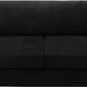 H.VERSAILTEX Sofa Cover 3 Piece T Cushion Loveseat Slipcovers Thick Velvet Couch Cover Furniture Protector Stretch T Cushion Sofa Covers for 2 Cushion Couch with 2 Individual T Cushion Covers, Black