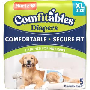 Hartz Comfitables Disposable Dog Diapers, Size XL 5 count, Comfortable & Secure Fit, Easy to Put On, Super Absorbent Male and Female Diaper (Extra Large)