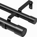 Abiglifty Double Curtain Rod 31 to 85 Inch, 1 Inch Telescoping Double Curtain Rods for Windows, Black Double Curtain Rod with Classic Cap Finial, Black
