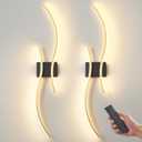 Battery Operated Wall Sconce Set of 2, Dimmable Modern LED Rechargeable Wall Light with Remote Control, Wall Decor for Living Room, Hallway, Quick Install, No Electrician Required