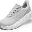 Womens Easy On Walking Shoes Lace Up Comfortable Tennis Shoes with Roomy Toe Box for Women Breathable Running Sneakers (Light Grey, 10.0)